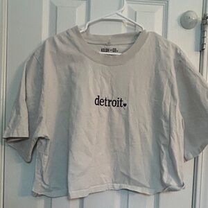 Detroit Embroidered gray/ off white crop tee Kiloh & Co xxl